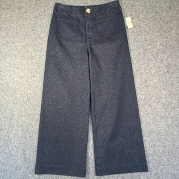 Maeve Denim - Maeve Anthropologie Womens Dark Colette Sparkle Wide Leg Crop Jeans 29 Boho NWT